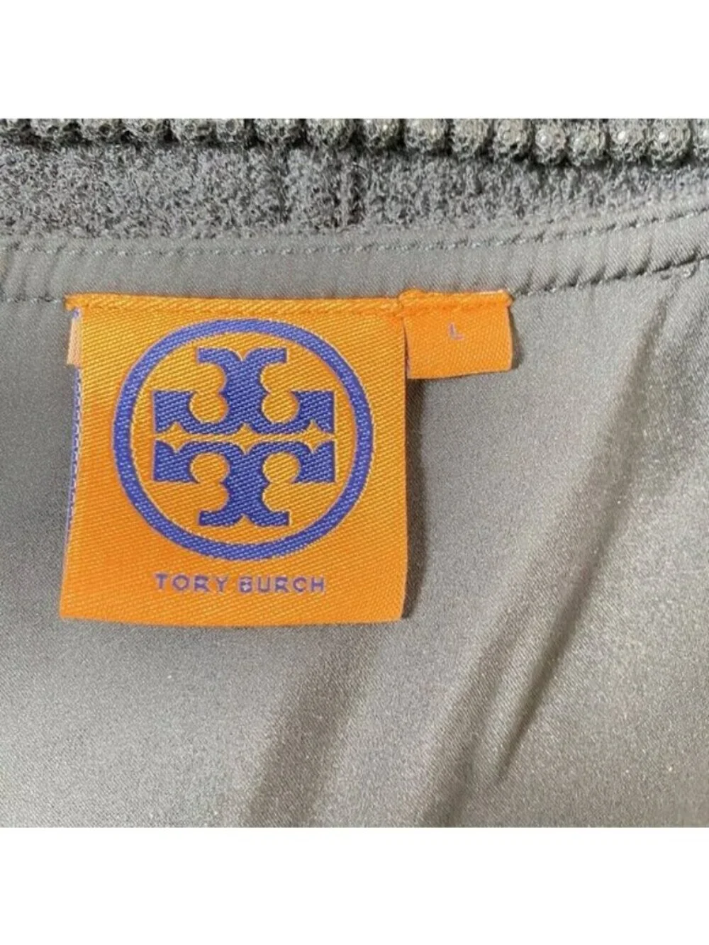 Tory Burch A-Line Wool Dress With Large Sequin Hem Detail Size Large